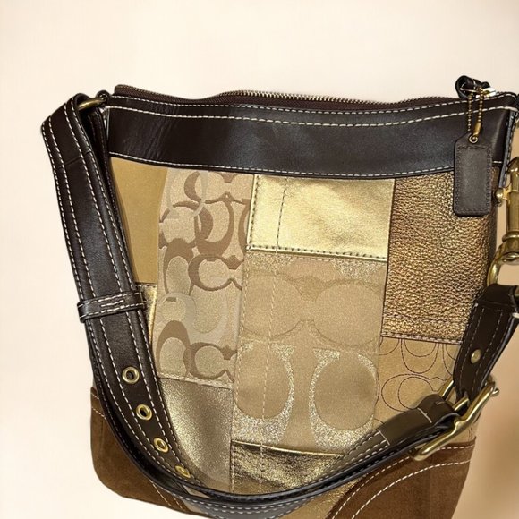 Stunning Coach Patchwork Logo Brown Shoulder Bag - Excellent Condition! - Picture 5 of 15